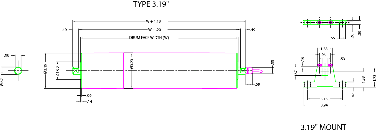 3.19in Diameter Drum Motor